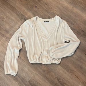 🌞Zara Textured and Cropped Button Down Sweater🌞